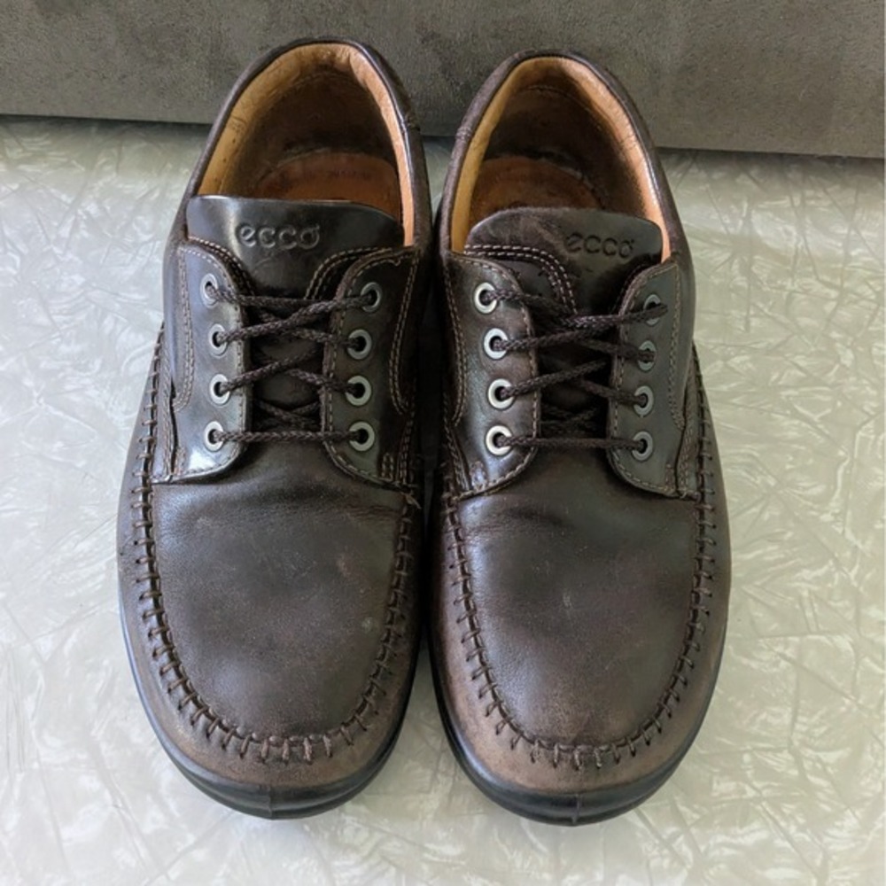 ECCO Mens Seawalker Dark Brown Leather Lace Up Oxford Shoes Size 42